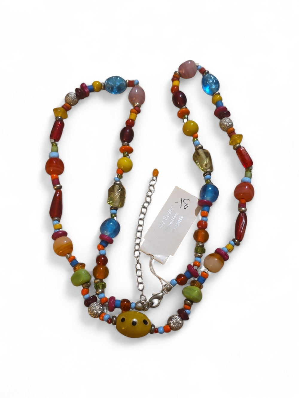 Joy Susan Multicolor Bone-Horn Seaglass Bead Necklace with Yellow Accent